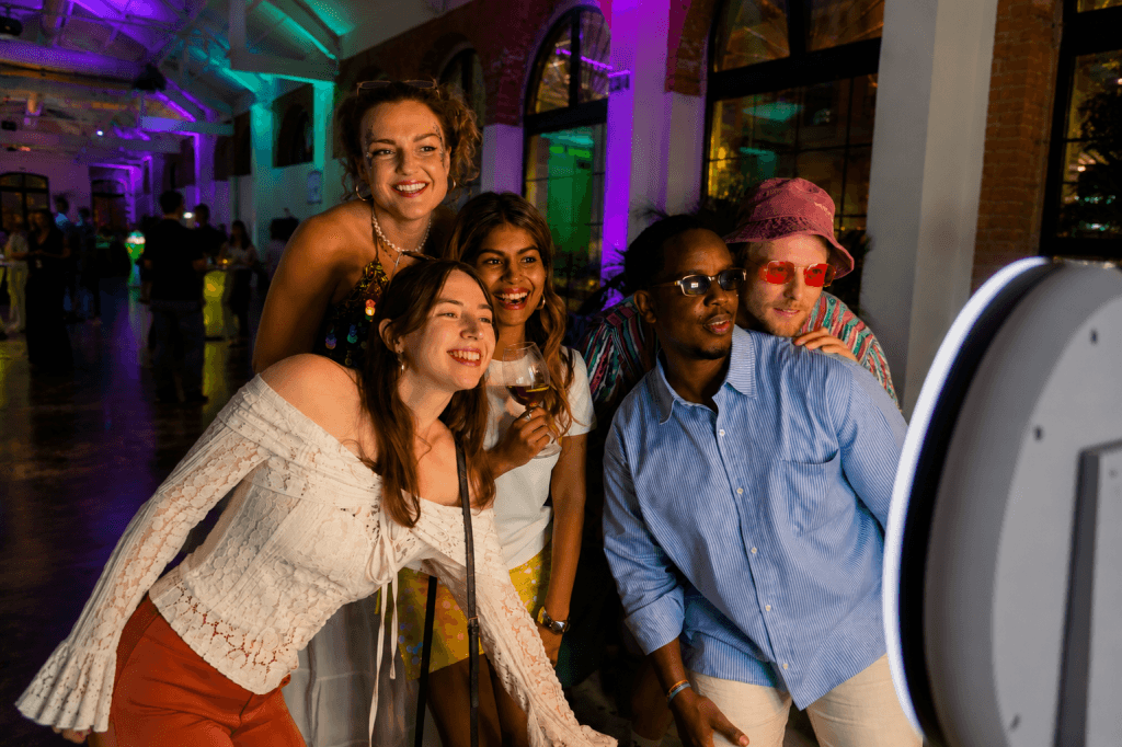 Guests enjoying a corporate Photo Booth experience at an event