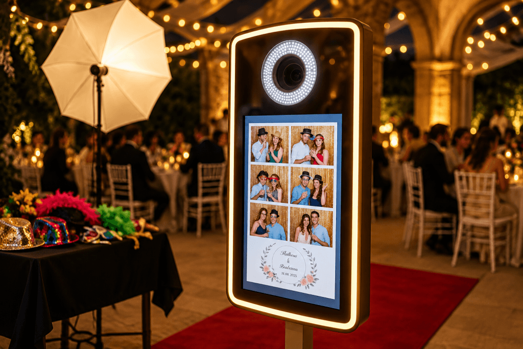 Wedding photo booth setup at a wedding in Lisbon